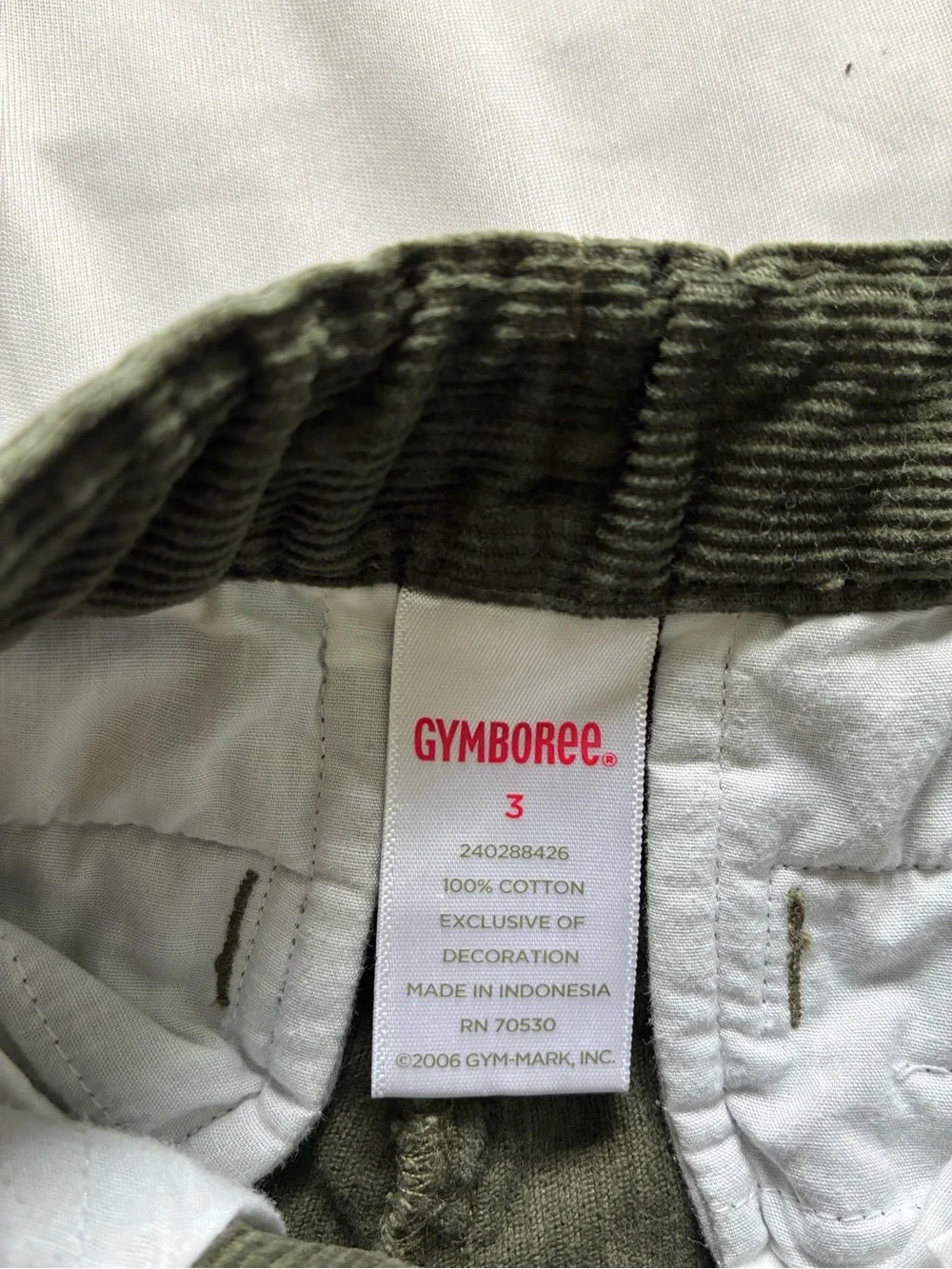 Gymboree Olive Green Corduroy Shorts with Button Details